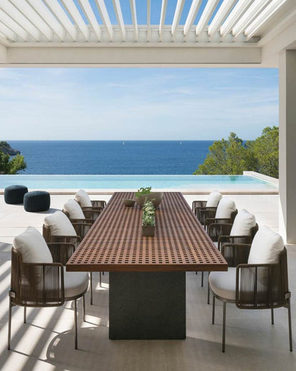 Minotti Quadrado outdoor tafel met zes Tape Cord stoelen – foto 1