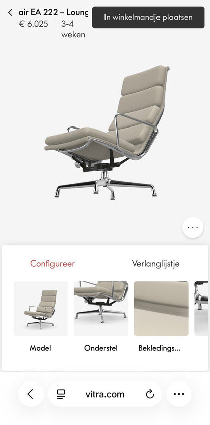 Vitra Eames Lounge Chair EA 222 – leer in Clay – foto 15