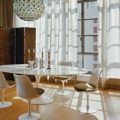 Knoll Saarinen Tulip eettafel met zes stoelen – foto 1