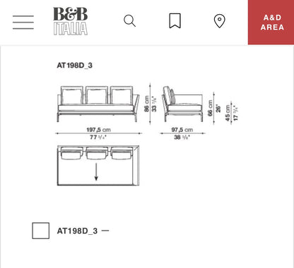 B&B Italia Atoll hoekbank lounge 100/150x 335cm showmodel LP 22K