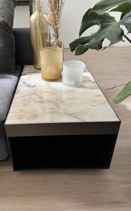 Minotti Elliott coffeetable bronze mat steel & marble