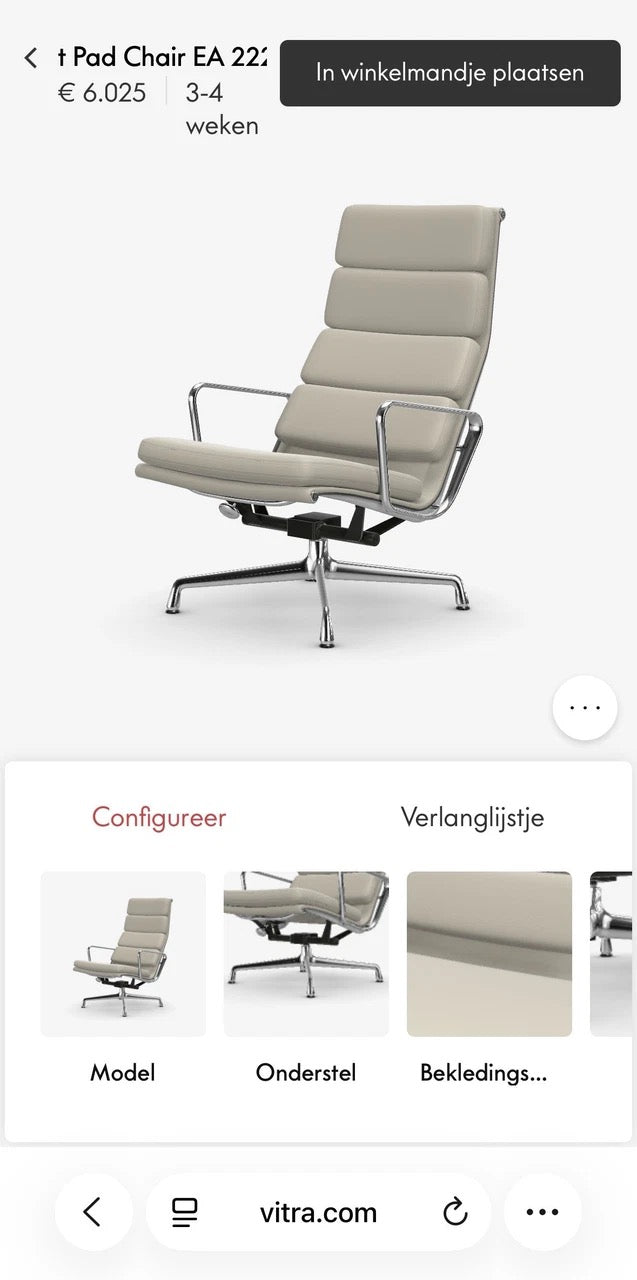 Vitra Eames Lounge Chair EA 222 Chroom In Volledig Leder Voor & Achter