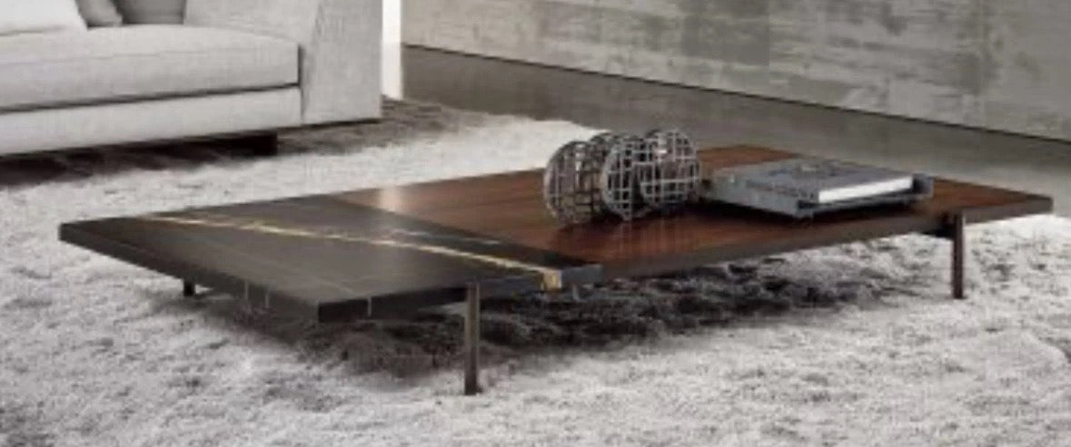 Minotti Superquadra coffee table 122x128cm Sahara Noir Marble Palisander