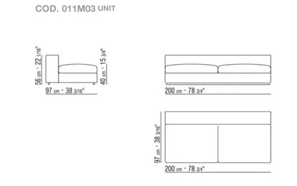 Flexform Groundpiece modulaire hoekbank 450x320cm stof Extra