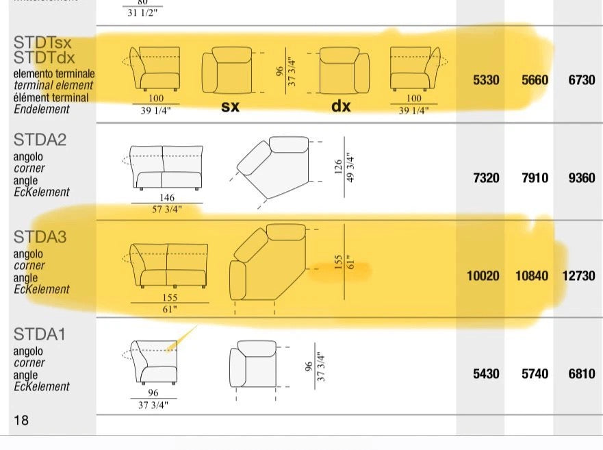 Edra Standard modular corner sofa fabric Soft Nest T 8212 