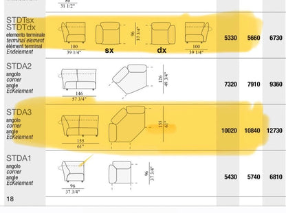 Edra Standard modular corner sofa fabric Soft Nest T 8212 