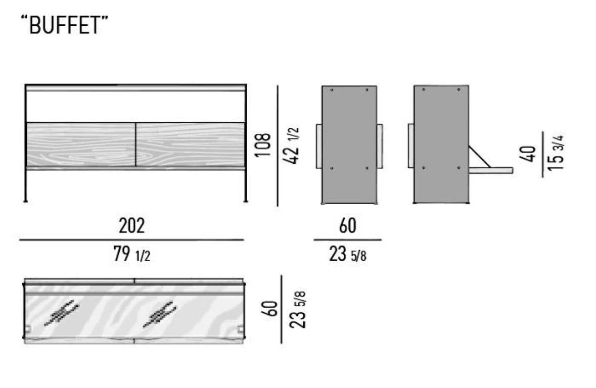 Minotti Carson Buffet cabinet sucupira wood, bronze, marble glass show model