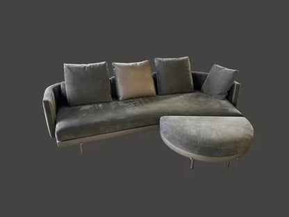 Minotti Torii 250 cm Sofa + Hocker Leder / Wildleder