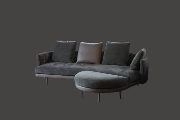 Minotti Torii 250 cm Sofa + Hocker Leder / Wildleder