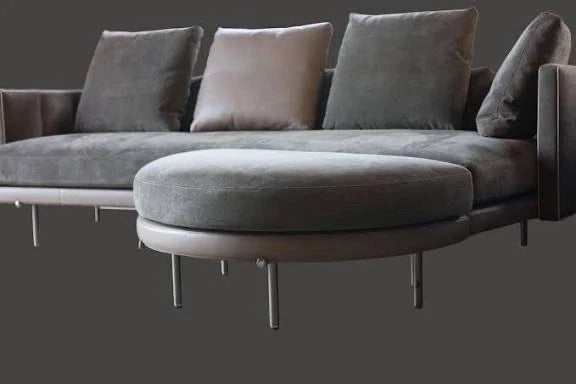 Minotti Torii 250 cm Sofa + Hocker Leder / Wildleder