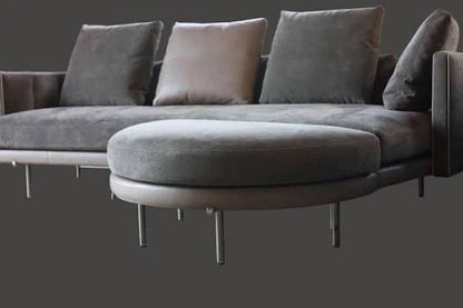 Minotti Torii 250 cm Sofa + Hocker Leder / Wildleder