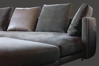 Minotti Torii 250 cm Sofa + Hocker Leder / Wildleder