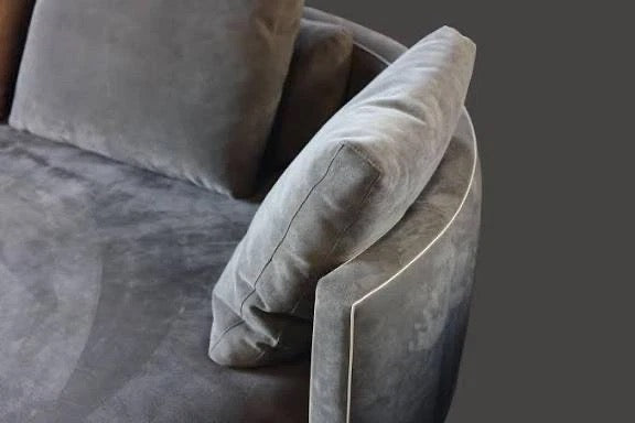 Minotti Torii 250 cm Sofa + Hocker Leder / Wildleder