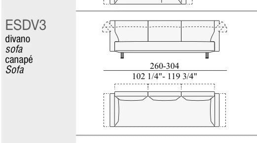 Edra Essential sofa 100-112 x 260/304cm stof cat T Nest