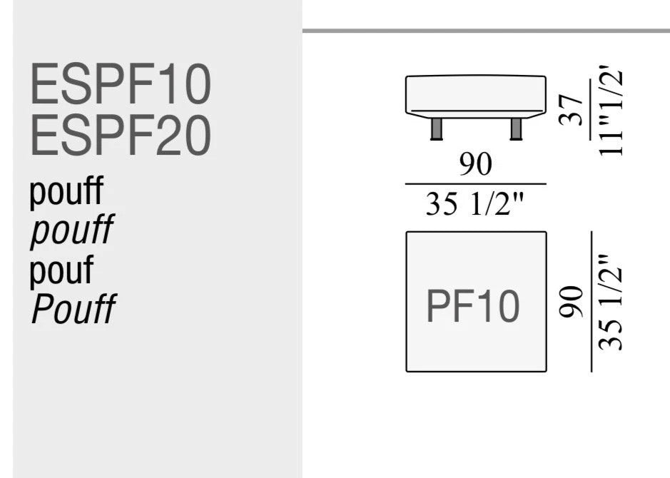 Edra Essential sofa 100-112 x 260/304cm stof cat T Nest