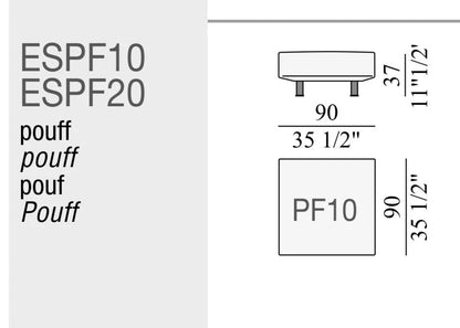 Edra Essential sofa 100-112 x 260/304cm stof cat T Nest