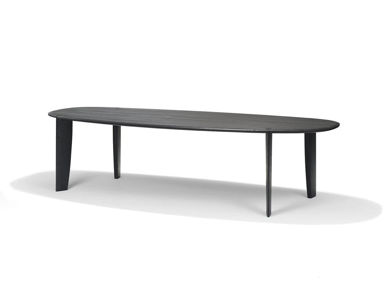 Qliv Stone Oval 115x260cm in Charcoal Zwart Gebeitst Massief Essen Showmodel