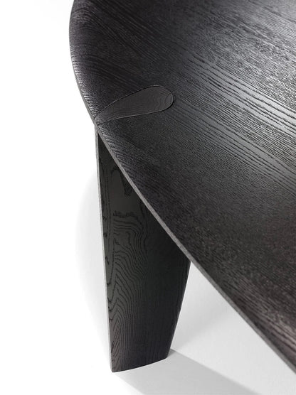 Qliv Stone Oval 115x260cm in Charcoal Zwart Gebeitst Massief Essen Showmodel