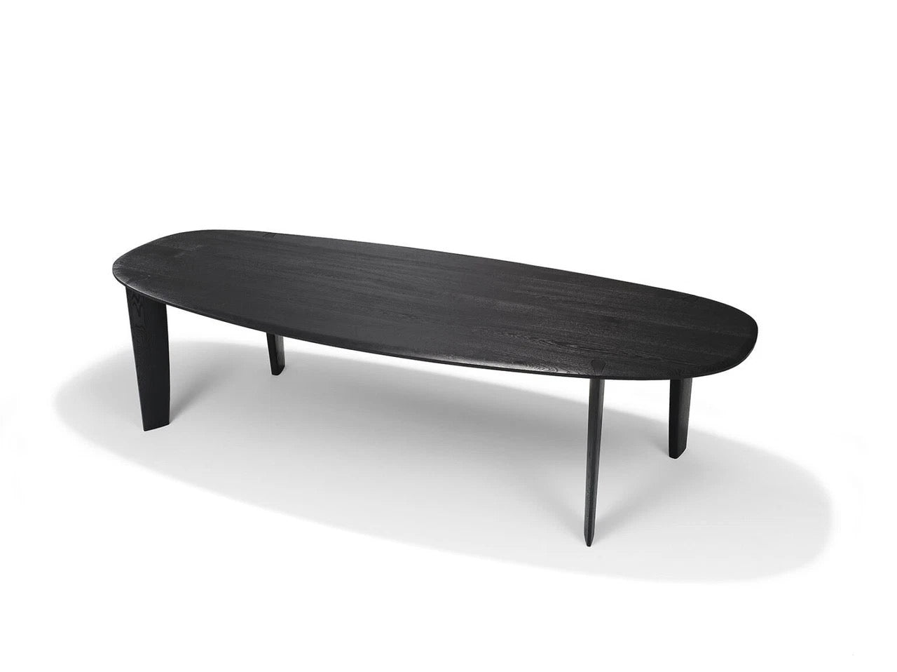 Qliv Stone Oval 115x260cm in Charcoal Zwart Gebeitst Massief Essen Showmodel