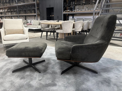 Minotti Coley Soft Lounge Chair + Ottoman - Fabric G Louisiana Velours