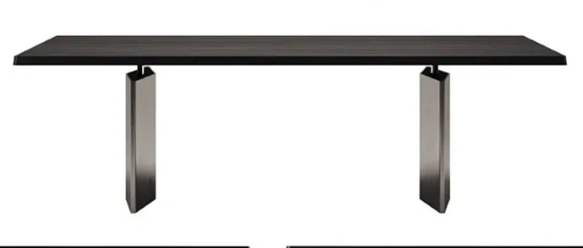 Minotti Morgan 115x280cm in Moka oak and brushed steel base