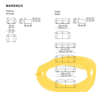 Arflex Marenco 4-Sitzer-Sofa 96x255cm in Stoff T (Modell anzeigen)