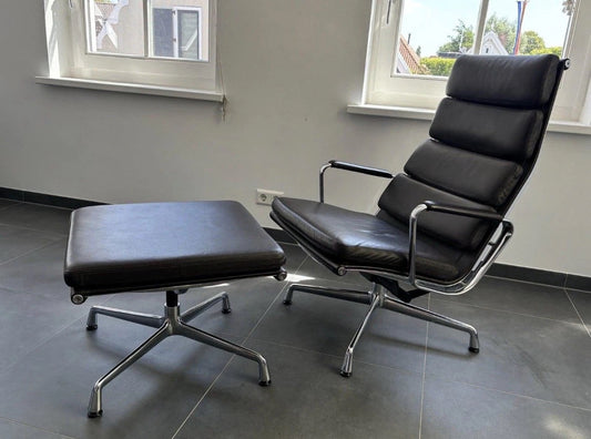 Vitra EA 222 + 223 Dark Brown Premium Leather Armrests