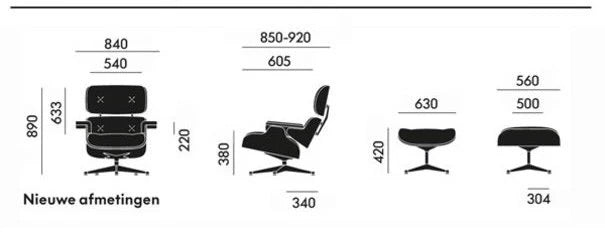 Vitra Lounge Chair XL + Ottoman Prem Leder Marron Bruin