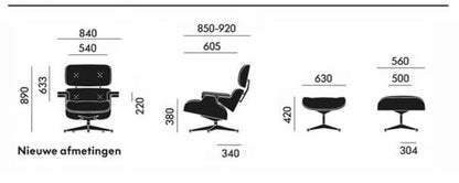 Vitra Lounge Chair XL + Ottoman Prem Leder Marron Bruin