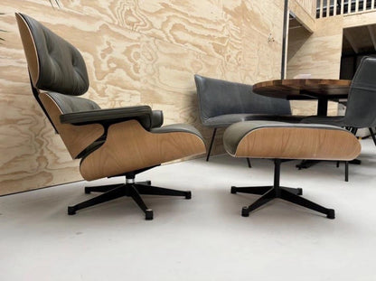 Vitra Lounge Chair XL + Ottoman premium leder Kahki