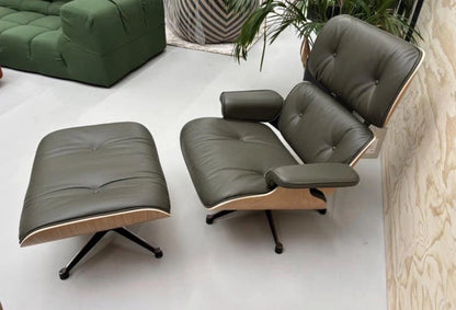 Vitra Lounge Chair XL + Ottoman premium leder Kahki