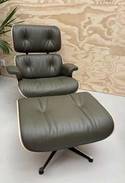 Vitra Lounge Chair XL + Ottoman premium leder Kahki