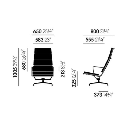 Vitra EA 222 + 223 Dark Brown Premium Leather Armrests
