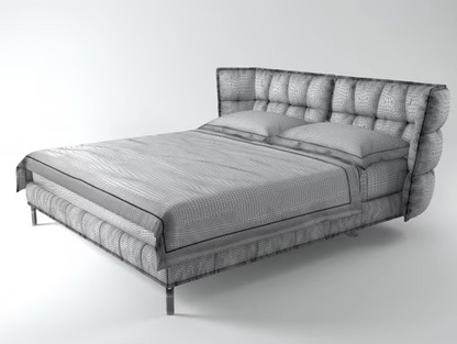 B&B italia husk italiaans design bed uitgevoerd in stof cat.A Adria mosgroen