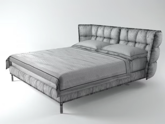 B&B italia husk italiaans design bed uitgevoerd in stof cat.A Adria mosgroen