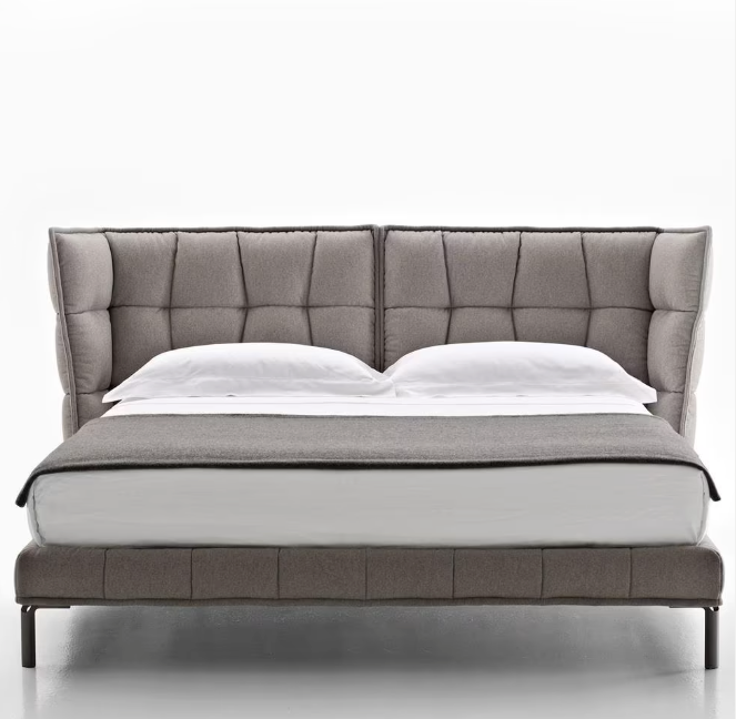 B&B italia husk italiaans design bed uitgevoerd in stof cat.A Adria mosgroen