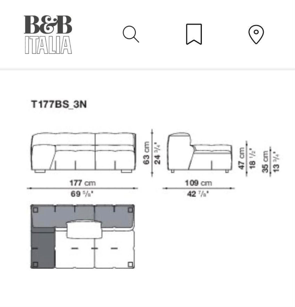 Nwe B&B Italia Tufty Time Too hoekbank cat.Extra 320x150cm