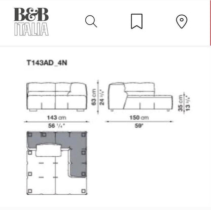 Nwe B&B Italia Tufty Time Too hoekbank cat.Extra 320x150cm