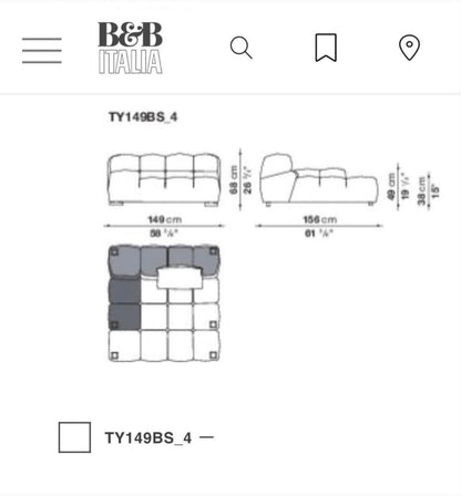 B&B Italia Tufty time ‘20 modulaire hoekbank stof Sambuco