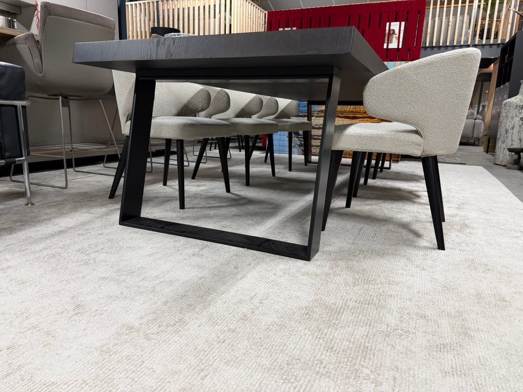 6 Minotti Aston Dining chairs stof cat G beige zand