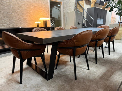 Freifrau Marie fauteuils – cognackleurig Adorra leer, 8 stuks – foto 9