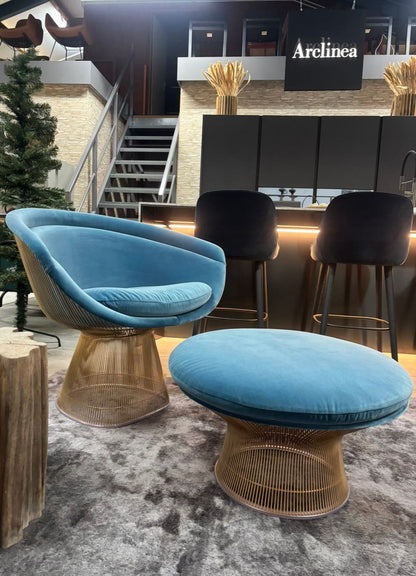 Knoll Warren Platner fauteuil met voetenbank – goudkleurig – foto 3