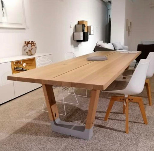 Arco Base eettafel – naturel eiken en beton, 100 × 280 cm – foto 1