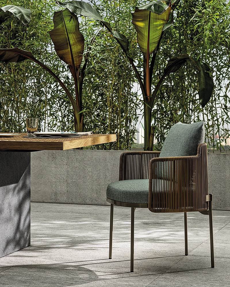 Minotti Quadrado outdoor tafel met zes Tape Cord stoelen – foto 3