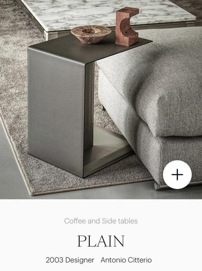 Flexform Plain uitschuifbare bijzettafel – zandkleurig leer – foto 3