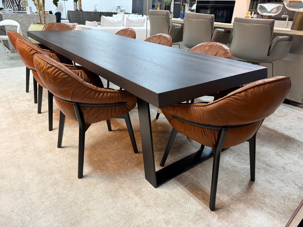 Freifrau Marie fauteuils – cognackleurig Adorra leer, 8 stuks – foto 7