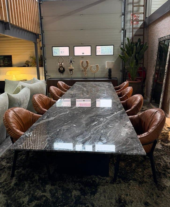 Minotti Linha Dining Table 115x400cm Grigio Orobico Marmer