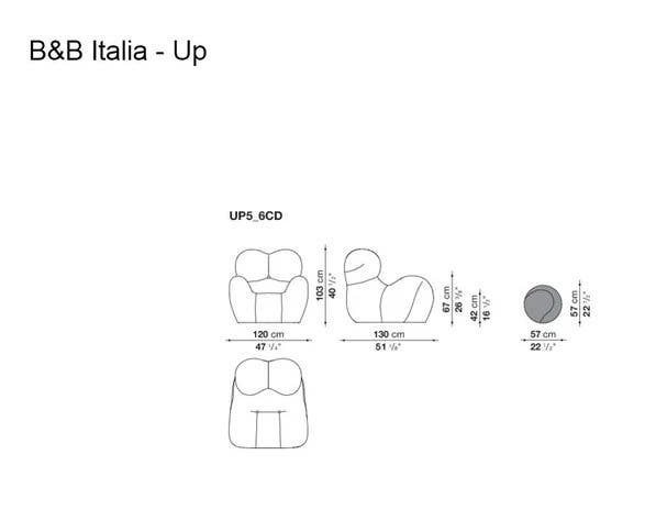 B&B Italia UP fauteuil met poef – Limited Edition Oro – foto 4