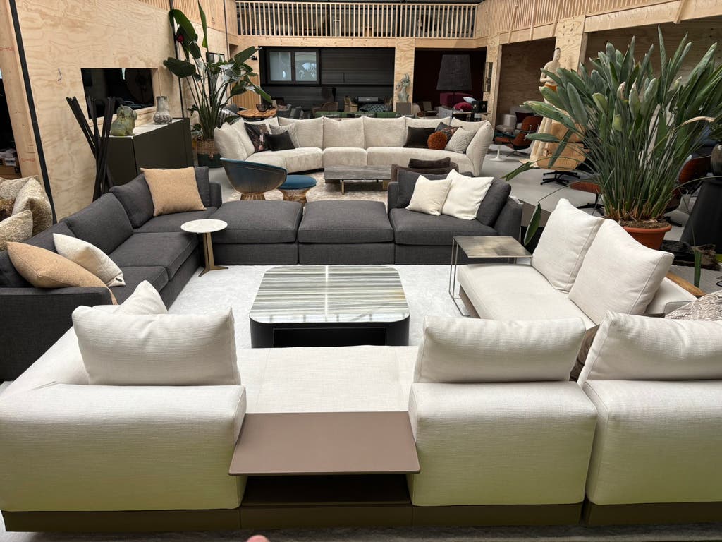 Minotti Connery modulaire hoekbank – ecru Aspen stof en leer – foto 3