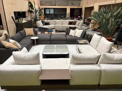 Minotti Connery modulaire hoekbank – ecru Aspen stof en leer – foto 3
